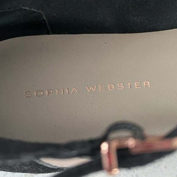 NWT Sophia Webster Black and Gold Butterfly Flats with ankle straps SZ 6.5 /37.5 - Picture 7 of 10